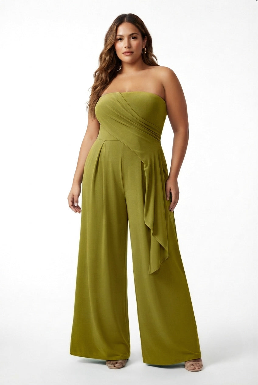 Plumeria Strapless Draped Jumpsuit – CUSTOMIZED COLOR