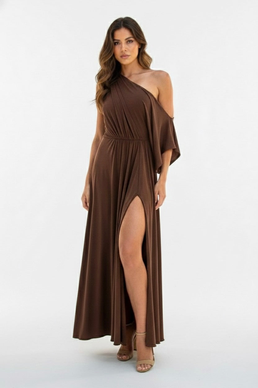 Empire Asymmetrical Draped Maxi Dress- CUSTOMIZED COLOR