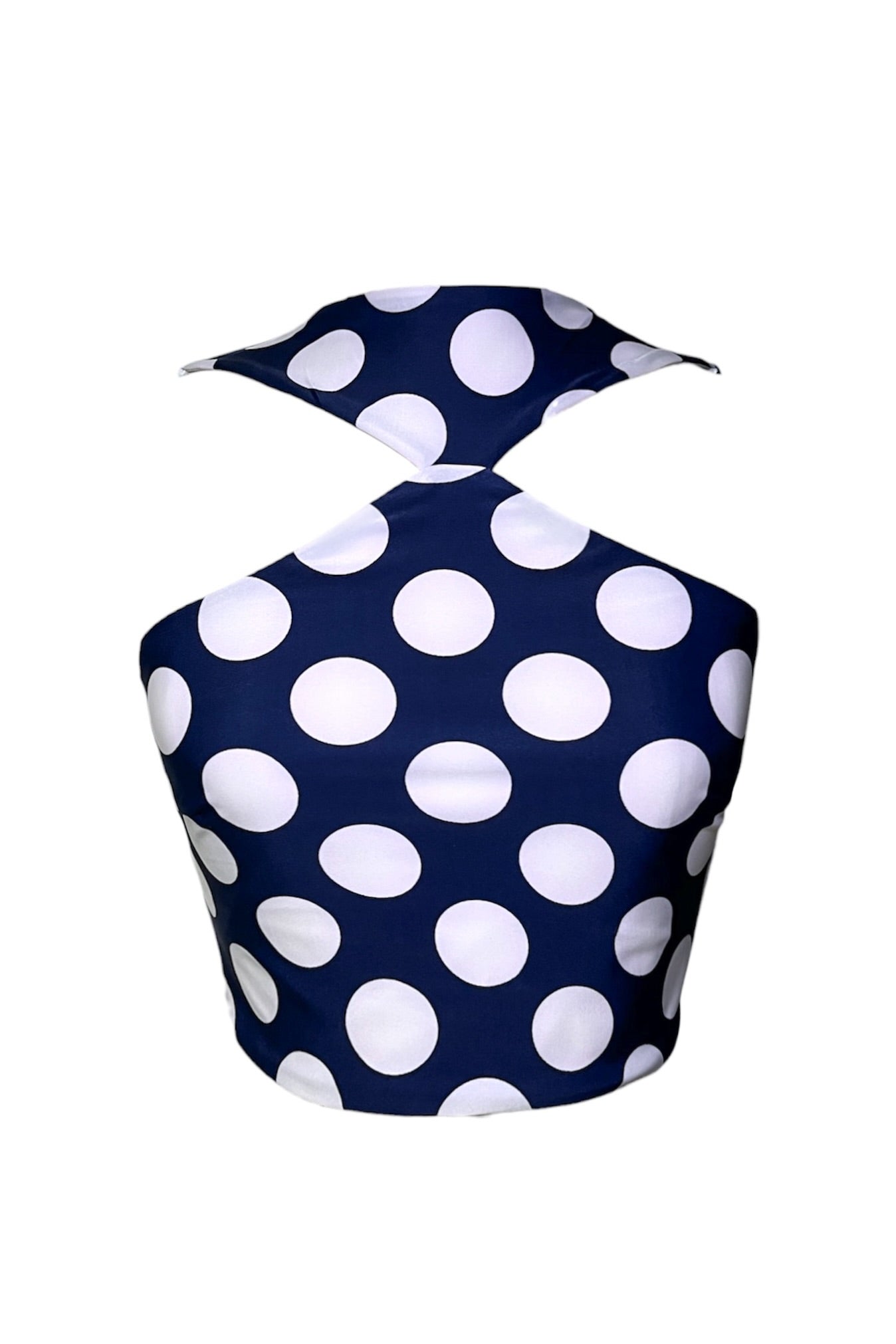 Vivacious Polka Dot High Neck Sleeveless Crop Top