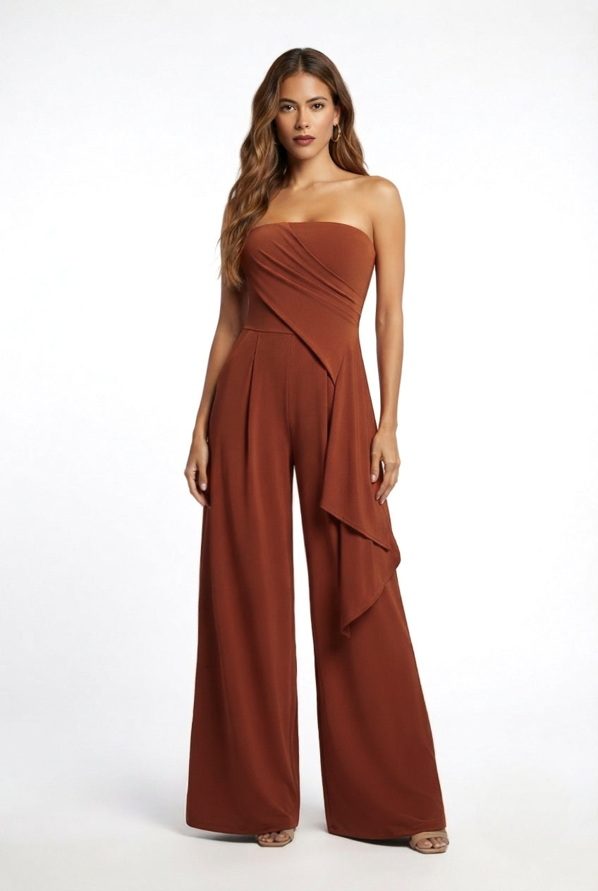 Plumeria Strapless Draped Jumpsuit – CUSTOMIZED COLOR