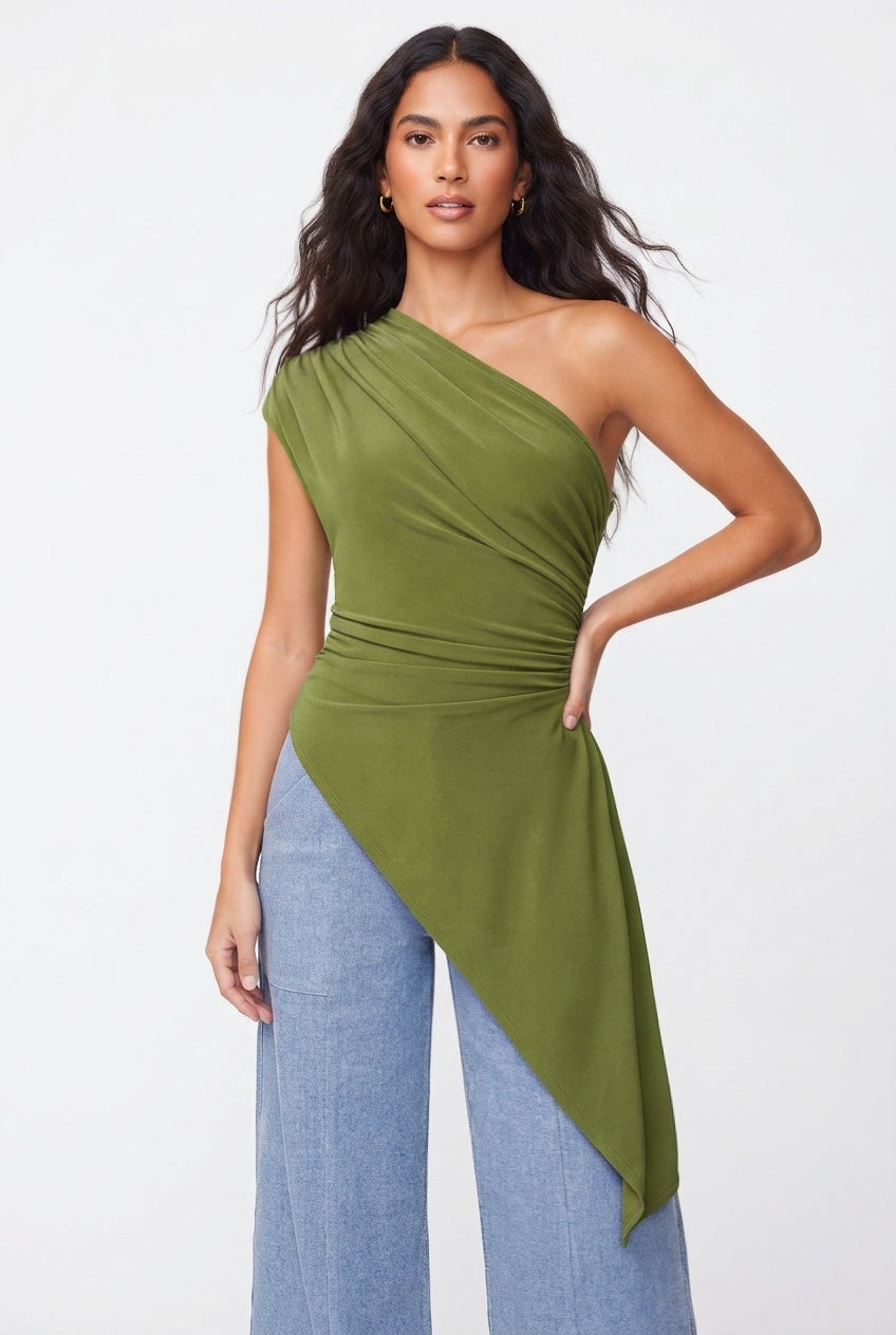 Adriana Asymmetrical Ruched Top - CUSTOMIZED COLOR