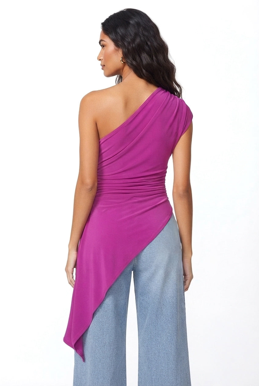 Adriana Asymmetrical Ruched Top - CUSTOMIZED COLOR