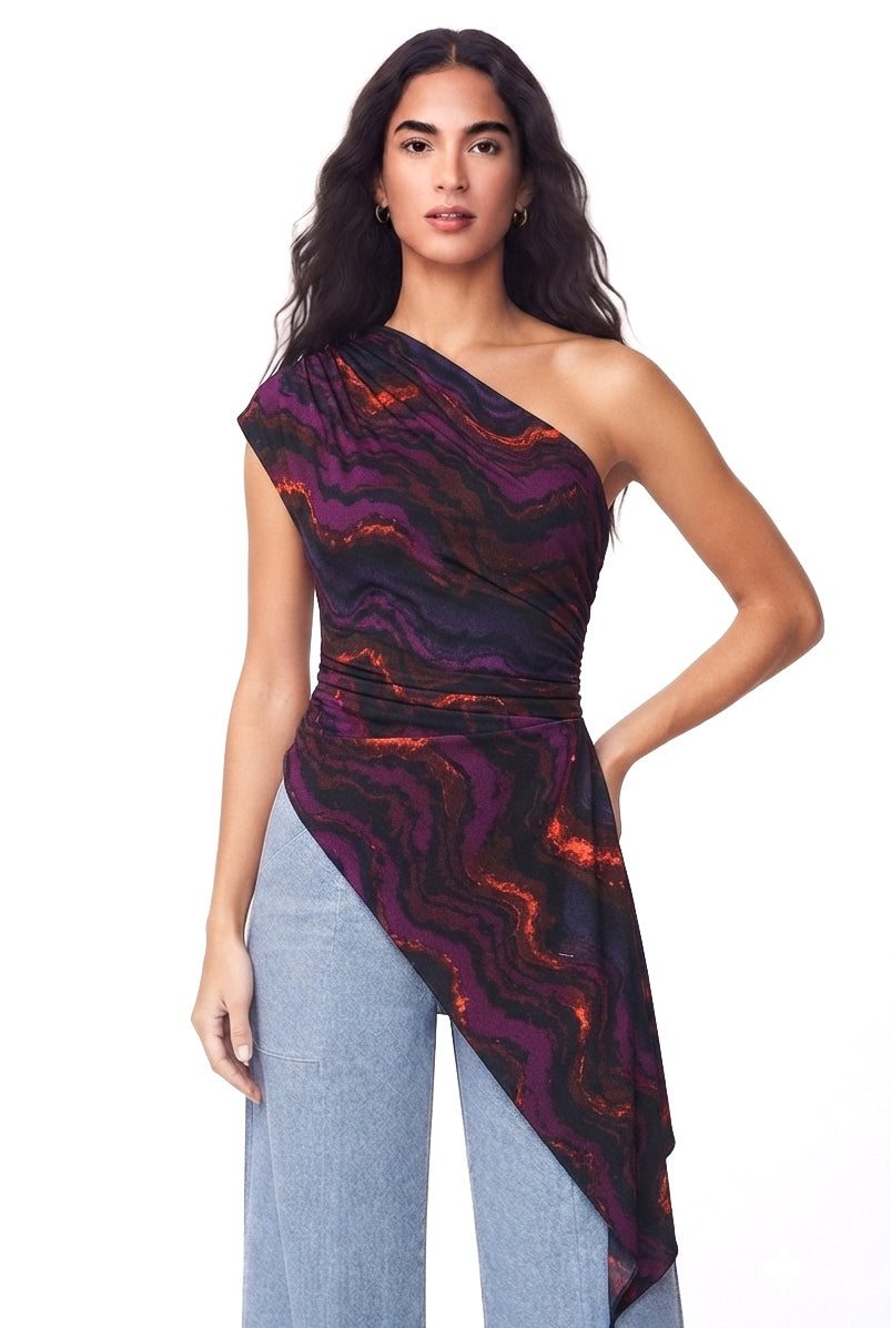 Adriana Asymmetrical Ruched Top - CUSTOMIZED COLOR
