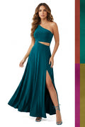 Camila Asymmetric Neckline Maxi Dress with Cutout-CUSTOMIZED COLOR